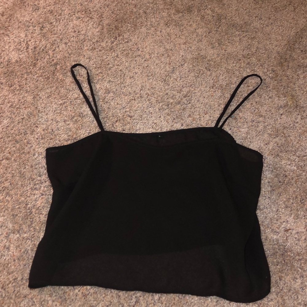 See-through black crop top